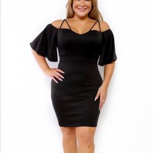 Sexy flare should black dress